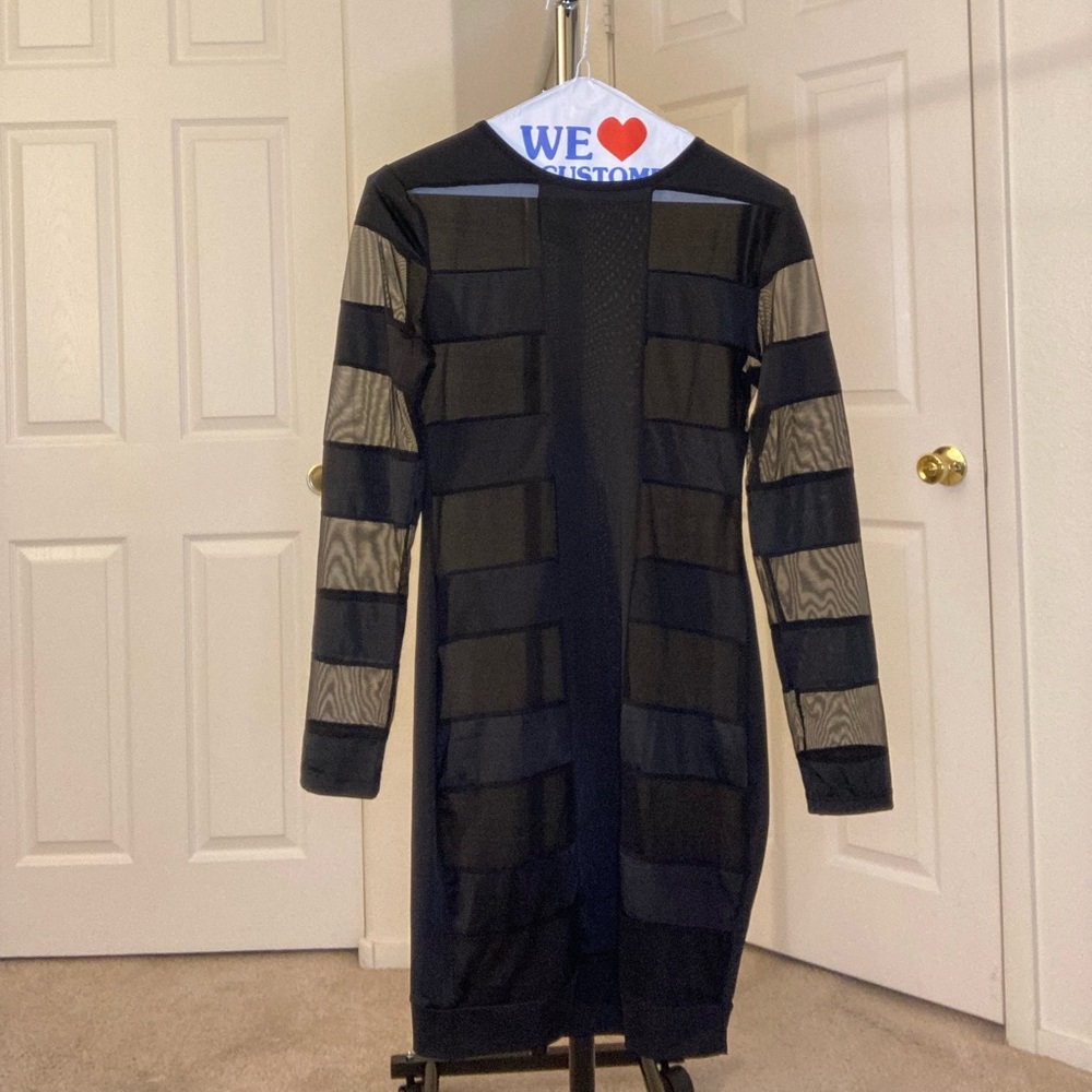 Black Mesh Criss Cross Panel Dress size M